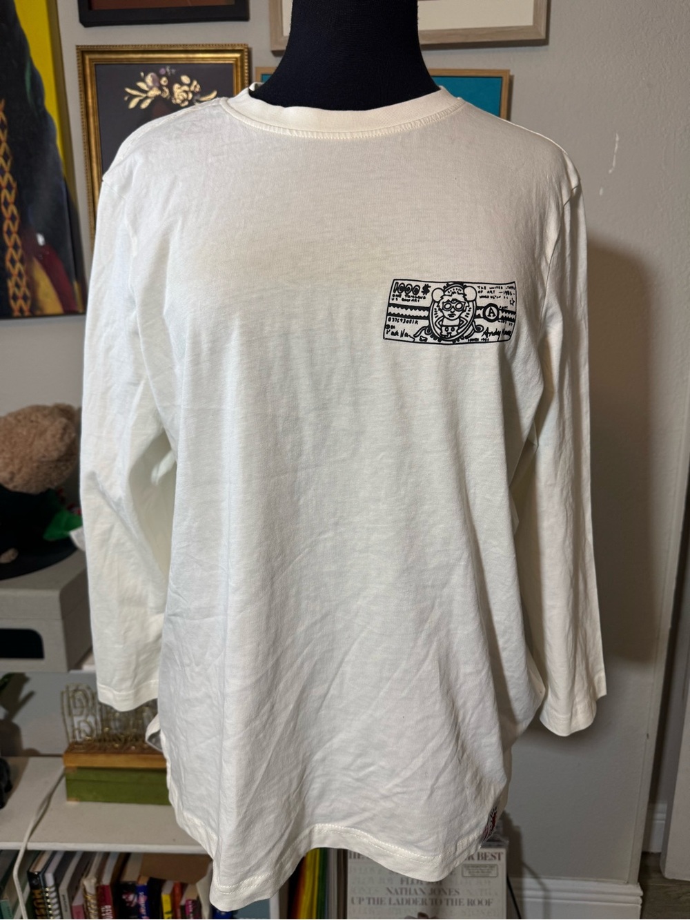 Men's White Long-Sleeve Graphic Pocket Tee